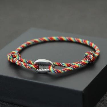 Imagem de Pulseira De Macramê Ajustável Para Homens, Corda Trançada Com Concha P