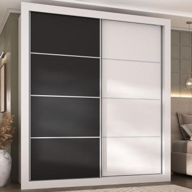 Imagem de Guarda-roupas Casal 2 Portas De Correr 4 Gavetas Alasca Multimóveis Mp4265 Branco/preto Branco/preto