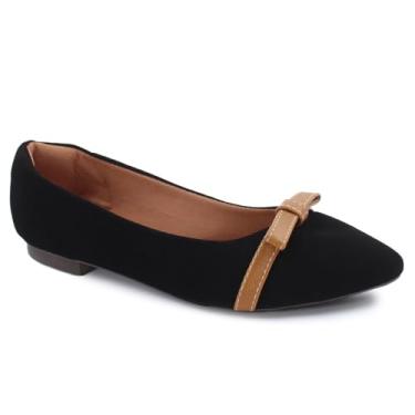 Imagem de Sapatilha Bico Fino Preto Confort Feminino Casual Rasteira Rasteirinha Elegante Macio Leve Salto Baixo Social (Preto, BR, Adulto, Numérico, 38)