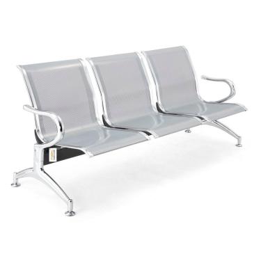 Imagem de Cadeira Longarina Sem Estofado Cromada 3 Lugares