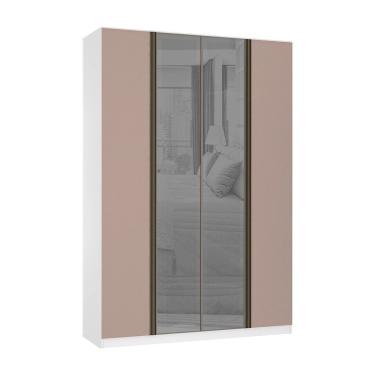 Imagem de Guarda Roupa 4 Portas 3 Gavetas 159,2 Cm Com Vidro Reflecta Prata Prime Luciane Móveis