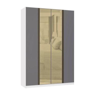 Imagem de Guarda Roupa 4 Portas 3 Gavetas 159,2 Cm Com Vidro Reflecta Bronze Prime Luciane Móveis