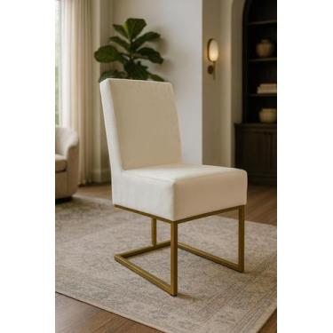 Imagem de Poltrona Aurora Cadeira Decorativa com Base de Ferro Dourado para Sala