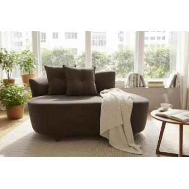Imagem de Namoradeira Sofá Feijão Suria 150cm Orgânica Bouclé Marrom - Mazzero D