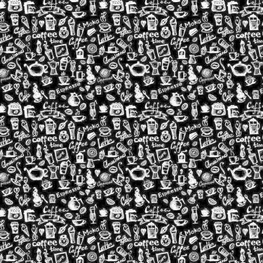 Imagem de Papel De Parede Preto Com Desenhos Branco Café Espresso Chá