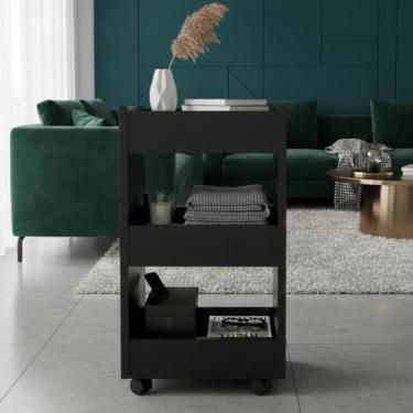 Imagem de Carrinho Organizador 65cm Branco ou Preto  Prático e Suporta até 15kg 