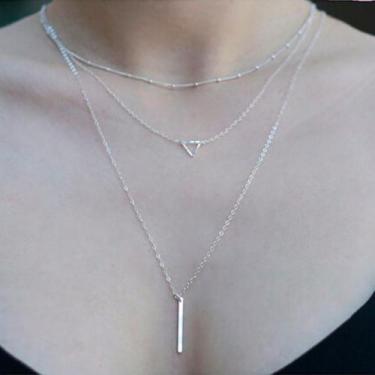 Imagem de Colar Pérola Triplo Feminino Gargantilha Moda Ajustável Dour - - anjo 