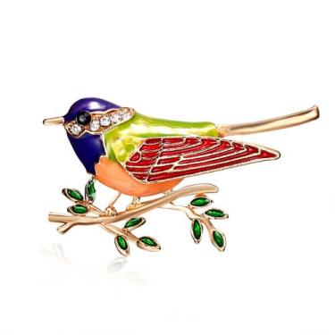 Imagem de Broche Botão Artesanal Strass Passarinho Delicado Resina - - anjo da m