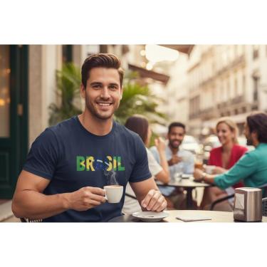Imagem de Camiseta Casual Masculina Estampada Brasil Copa 2026 Malha Algodão do P ao G1-Masculino
