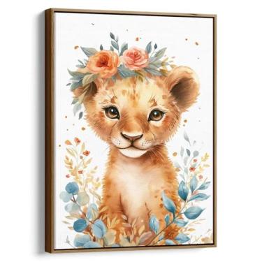 Imagem de Quadro decorativo Infantil - O Leãozinho e o Jardim de Flores - Art Ca