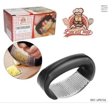 Imagem de Amassador de alho inox manual cabo de plástico Bons cheff