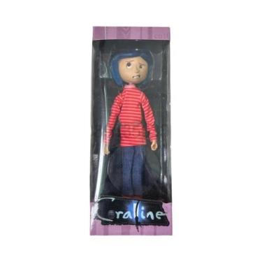 Imagem de Boneca Articulada Coraline Jones Com Camisa Listrada E Casaco De Chuva