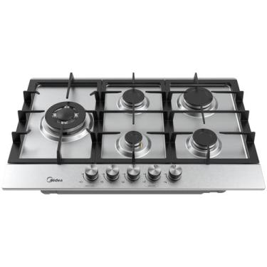 Imagem de Cooktop 5 Bocas a Gás Natural Midea Mesa Inox Tripla Chama Acendimento