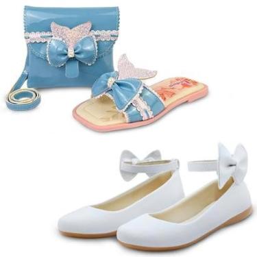 Imagem de 2 Pares de Sandália Esportiva Menina Sereia Com Bolsa E Sapatilha Infantil Branca Mz Shoes-Feminino