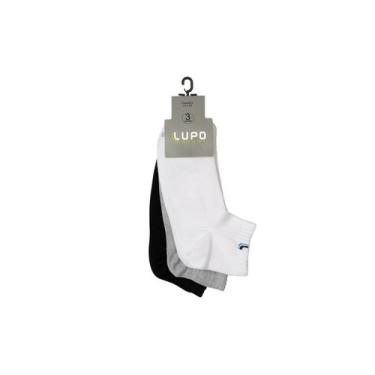 Imagem de Kit Meia Lupo Cano Curto Sport Pacote 3 Pares, Branco, Preto, M