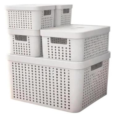 Imagem de Kit 5 Caixas Organizadoras com Tampa 2 Litros 4,5 Litros 17 Litros Ces