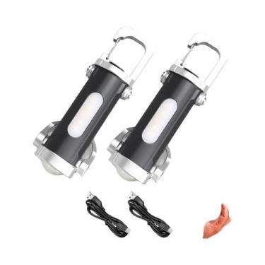 Imagem de Lanterna LED COB Recarregável Com 7 Modos, Lâmpada De Emergência Portá