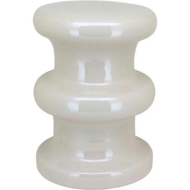 Imagem de Banqueta Banco Decorativo Jardim Gardem Cerâmica 45x33x33cm Creme - HO