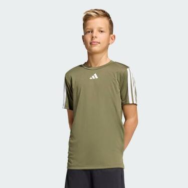 Imagem de Camiseta Adidas 3 Stripes Juvenil Verde Oliva, 14 ANOS