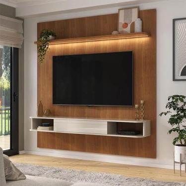 Imagem de Painel para TV até 75 Polegadas Beluno com LED Cinamomo e Off White - 