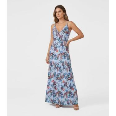 Imagem de Vestido Longo Feminino Transpassado Select Azul, G, Azul