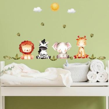 Imagem de Adesivo de Parede Infantil Animais Safari Aquarela - Qdrop