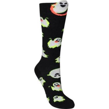 Imagem de Meia 3/4 Cano Alto Fantasma Hallowen Infantil - Miimos, GG, Preto