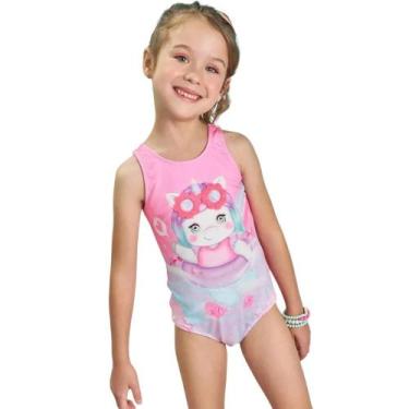 Imagem de Maiô menina unicórnio proteção uv 50+ kukiê, 2