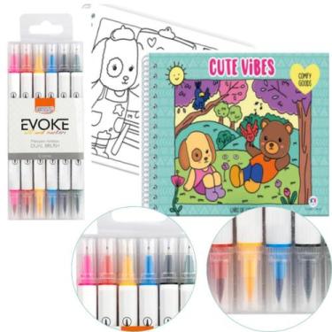 Imagem de Livro de Colorir Bobbie Goods Cute Vibes + 6 Marcadores BRW - Ciranda 