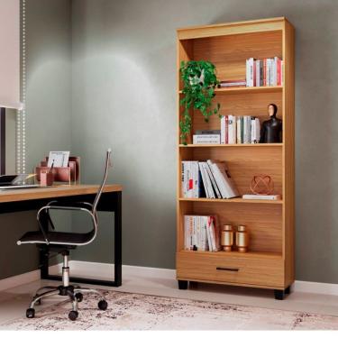 Imagem de Estante Decorativa para Livros C57JJ 5 Prateleiras MDF Freijó Marrom Dalla Costa Móveis