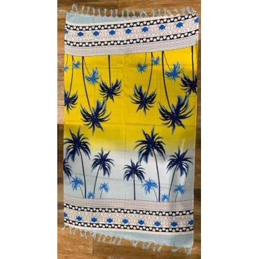Imagem de Canga Estampada Coqueiros tropical Colorida Cor:AmareloTamanho:Unico -