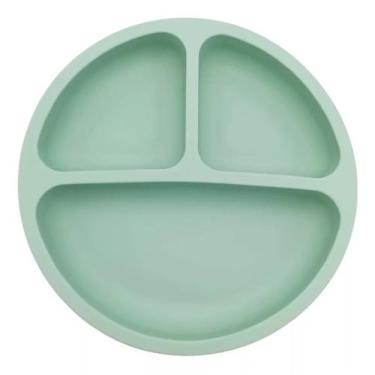 Imagem de Prato Infantil De SIlicone Com 3 Divisórias C/ Ventosa - GENERIC, VERD