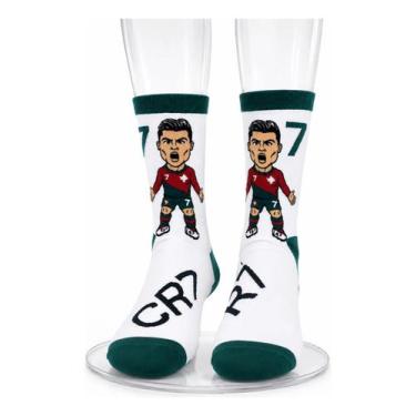 Imagem de Meia Divertida Cr7 Cristiano Ronaldo Copa Infantil Pequena
