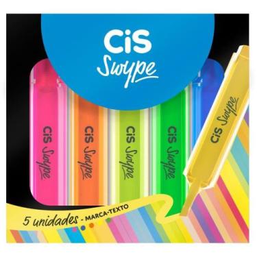 Imagem de Caneta Marca Texto CIS SWYPE 5 Cores Estojo - Sertic