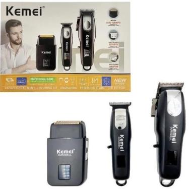 Imagem de Kit kemei 3 em 1 km8531 cabelo rosto corpo bivolt sem fio shaver hair 