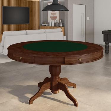 Imagem de Mesa De Jogos Carteado 6 Lugares Bellagio Com Gavetas E Tampo Reversível Com Tecido Imbuia/verde G42 - Gran Belo