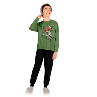 Imagem de Conjunto Menino Moletom Flanelado com Estampa Kyly, Verde, Preto, 12