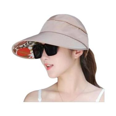 Imagem de Chapéu De Praia Feminino Com Aba Larga Para Proteção Solar, Dobrável, 