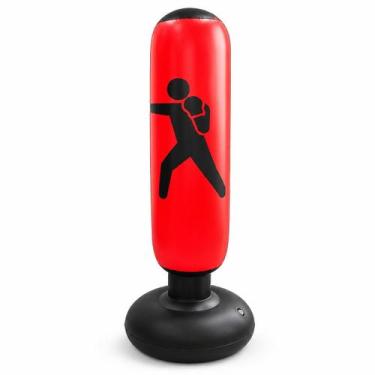 Imagem de Saco de Pancada Inflável Vermelho 1,5m Mina Gold Para Boxe, Muay Thai,