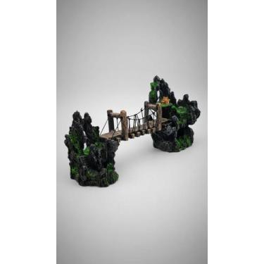 Imagem de Enfeite Aquário Ponte Passarela 32cm Resina Verde - Congratulations St