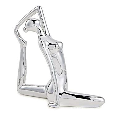 Imagem de Escultura Decorativa de Yoga em Porcelana 18,5x19,5x6,5 Prata - Gran Belo
