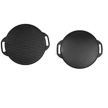 Imagem de Grelha de ferro fundido dupla face grelha de ferro fundido e grelha combo. Grelhafrigideira reversível de 41 cm com alças fáceis de segurar