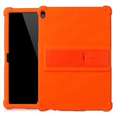 Imagem de CHAJIJIAO Capa ultrafina para tablet Lenovo Tab M10 capa protetora de silicone com suporte invisível capa traseira (cor: laranja)