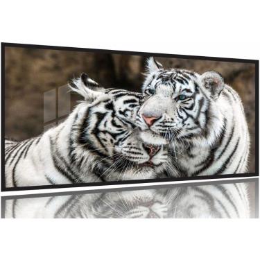 Imagem de Quadro Decorativo Tigres Brancos 130x60 Moldura Preta 2x2