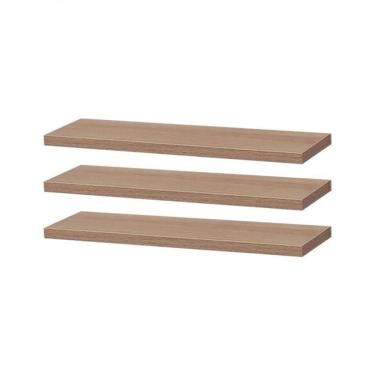 Imagem de Kit 3 Prateleiras 40 X 20cm Carvalho Suporte Invisível