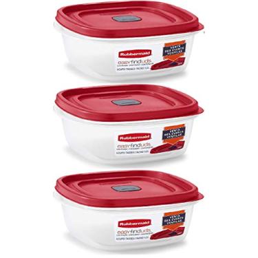 Imagem de Rubbermaid Easy Find Lid Square 5-Cup Food Storage Container (Pack of 3), Red (Vented)