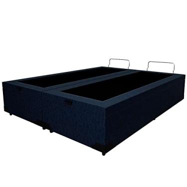 Imagem de Base para Cama Box Queen Guldi com Baú Linho (47x158x198 cm) Azul Marinho
