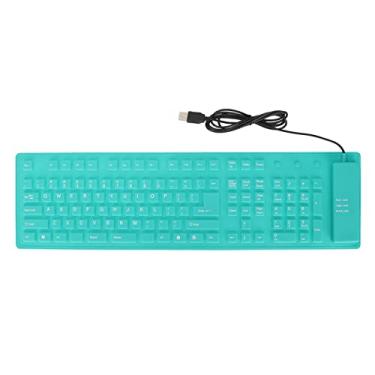 Imagem de Teclado de silicone dobrável com 108 teclas USB com fio rollup teclado à prova d'água digitação silenciosa dobrável teclado de toque suave para PC notebook laptop(Verde)