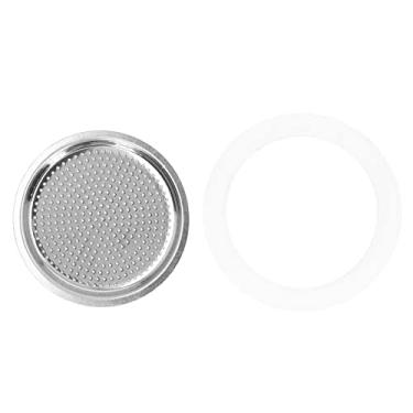 Imagem de Filtro de máquina de café de aço inoxidável, acessórios de substituição para máquina de café reutilizável com junta de borracha (4 porções)