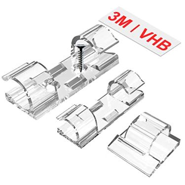 Imagem de Clipes de luz para ambientes externos (tamanhos sortidos, 60 peças), organizador de cabos adesivos para parede, suporte de fios elétricos transparentes, gerenciamento de PC sob mesa, LED de Natal M